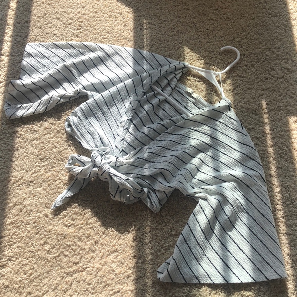 Wrap flare sleeved top